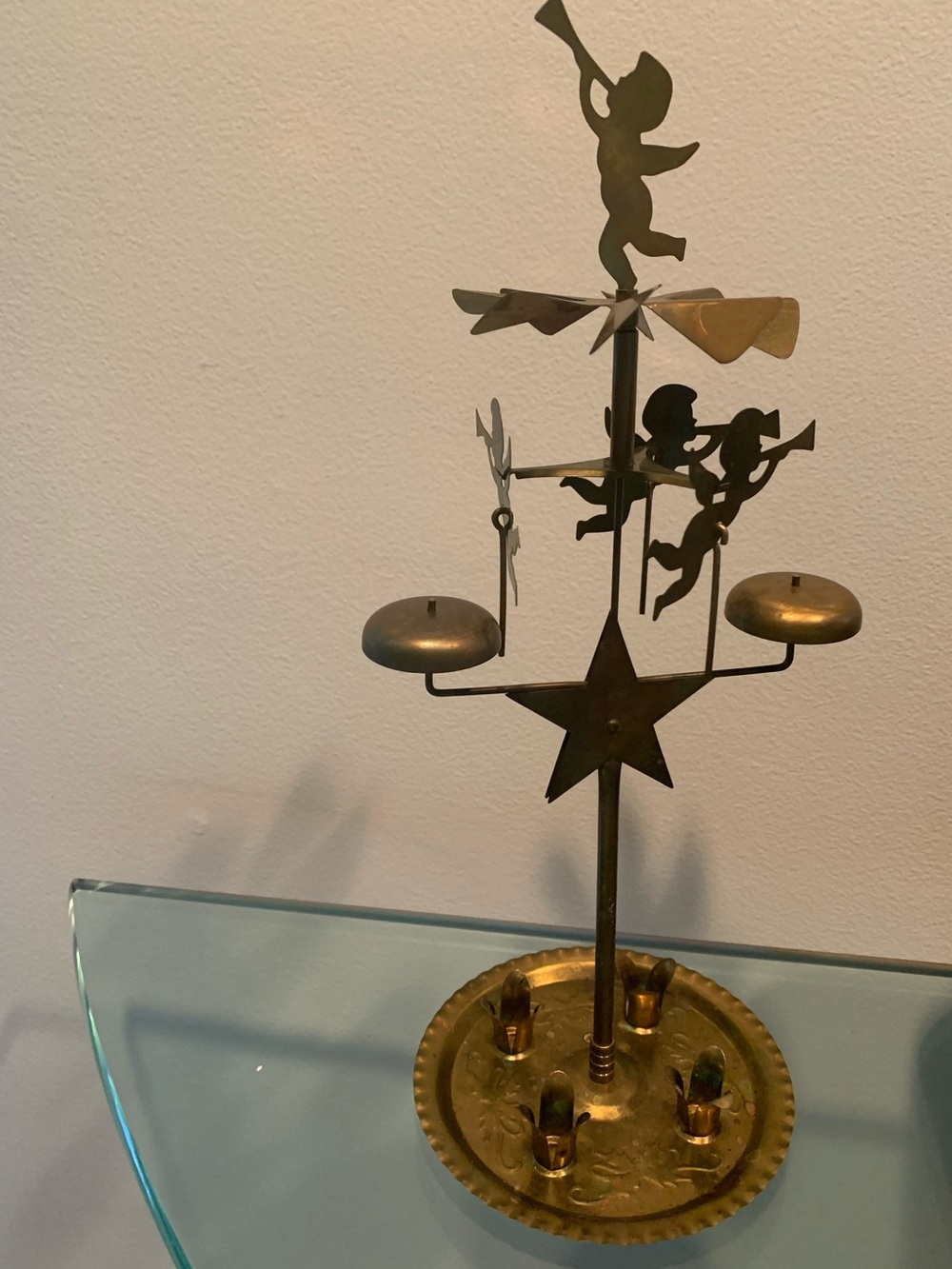VTG Swedish Brass Angel Chimes Candle Carousel / Chime / Pyramid – Original box
